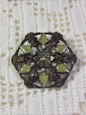 Catherine Popesco Sterling silver enameled brooch